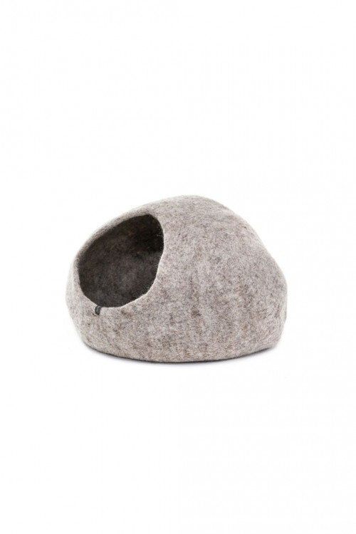 Official product photograph: MUSKHANE Felt Cat Cave · Light Stone